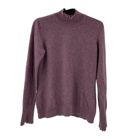 Nanette Lepore Womens Purple Cashmere Ruffle Sweater Size M preppy classic soft - Picture 1 of 10